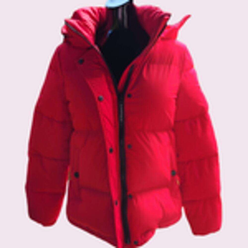 BCBG Red Hoodie Puffer Jacket ~ size XS, NEW